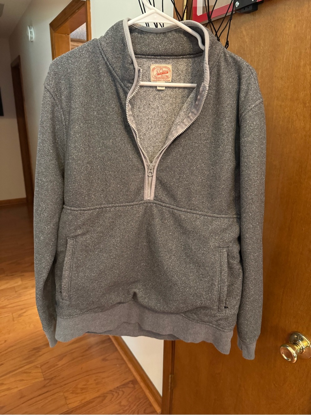 J. Crew Men's Gray Quarter-Zip Fleece Pullover